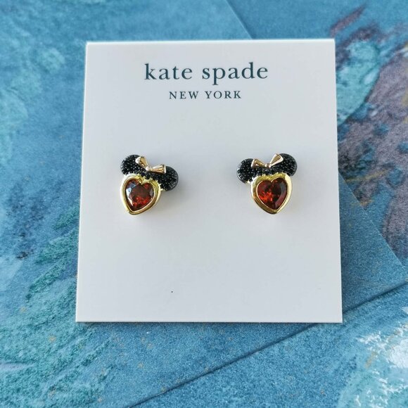 Kate Spade Jewelry - Kate Spade Disney Minnie Mouse Gold Earrings Red